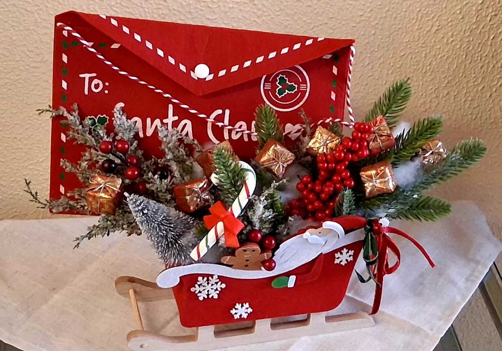 Trenó com adereços de Natal