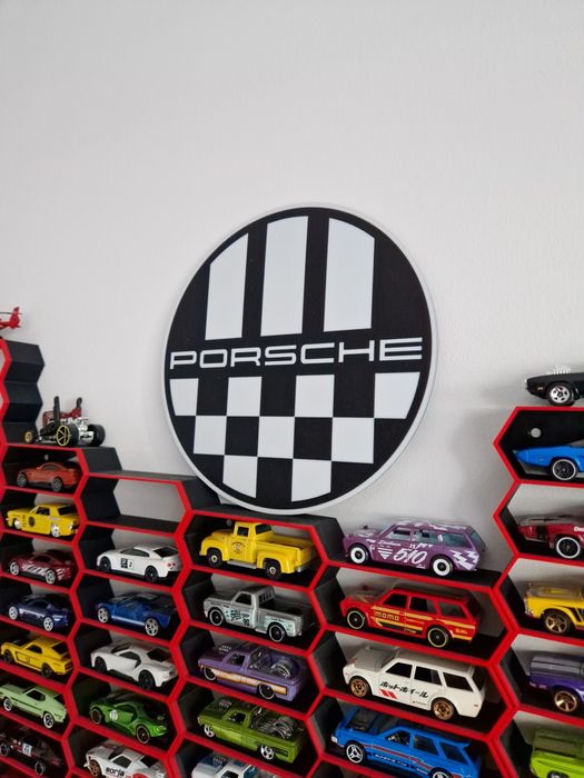Tablica dekoracyjna okrągła znak ekspozytor logo Porsche Hot Wheels