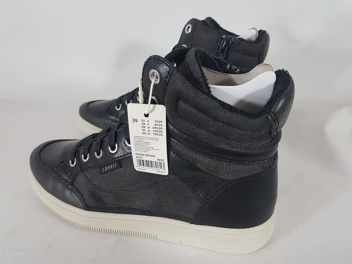 ESPRIT ADIDASY czarne nowe damskie 100 % SKÓRA R 39