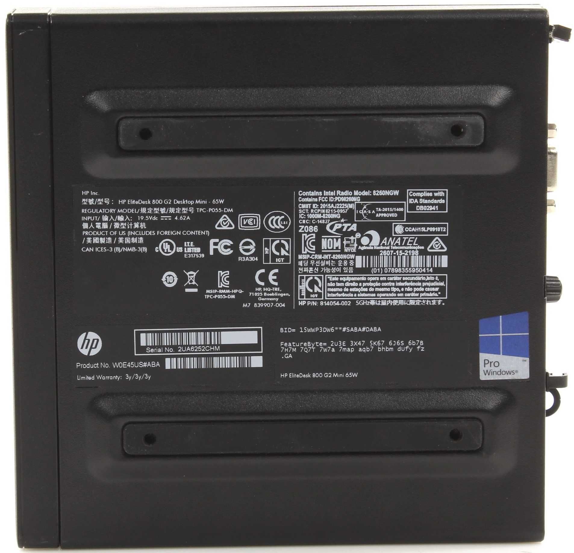Микро HP EliteDesk 800 G2 mini 65W (i5-6500 4x3,2-3,6/8GB/Wi-Fi/m.2/W)