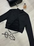 czarny top bed pleców z golfem wiązane plecy coquette balet core