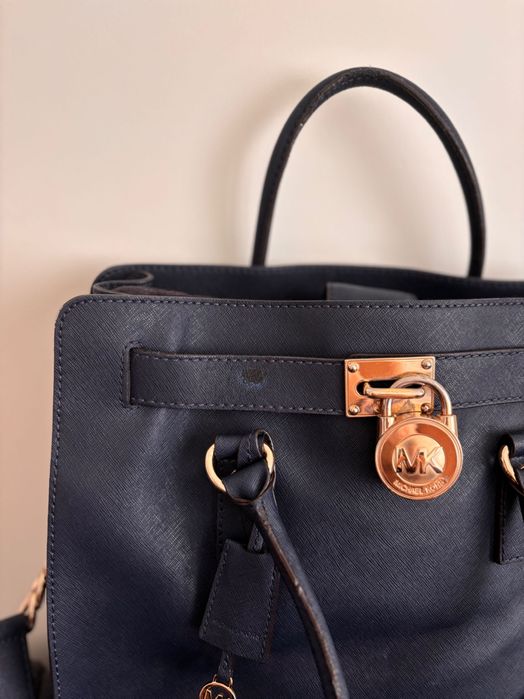Michael Kors hamilton large navy torba duża złote okucia