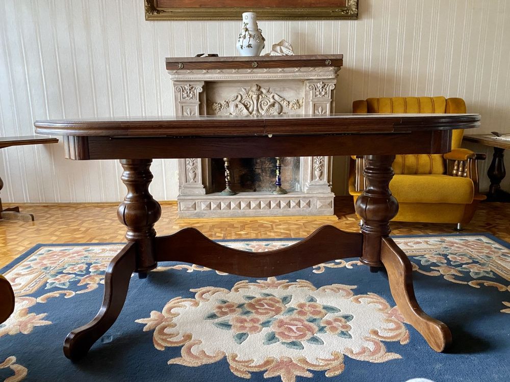 Duzy stol drewniany rozkladany owalny vintage