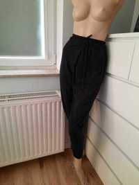 XL 42 Spodnie materiałowe wiskoza joggery czarne gumka w pasie