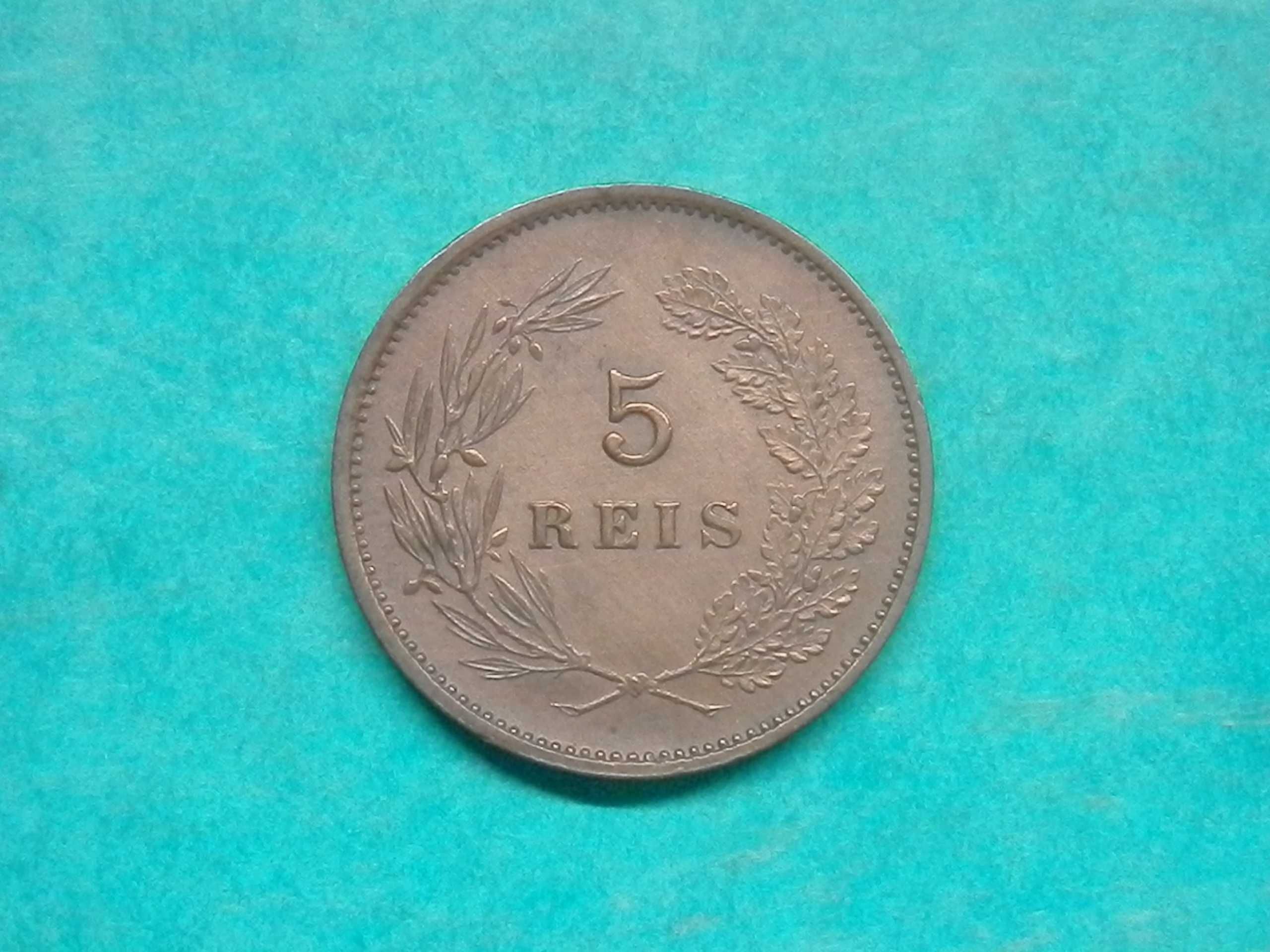 970 - Carlos I: 5 réis 1893 bronze, por 12,00