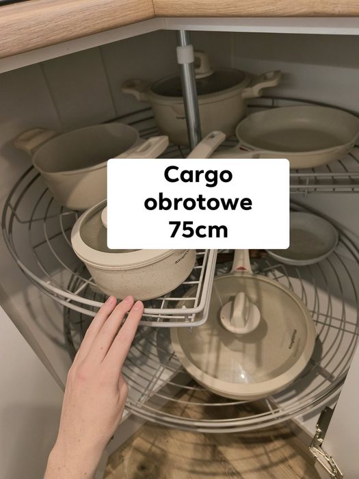 Kosz obrotowy 3/4, dwie półki, karuzela cargo narożne 750 75cm