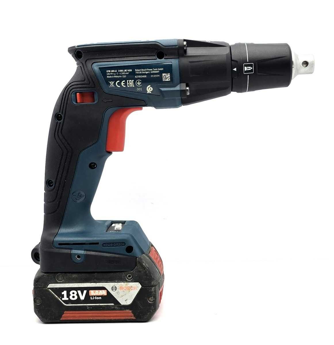 Wkrętarka do Płyt GK Bosch GTB 185 + Podajnik GMA 55 + 2x Aku 5Ah