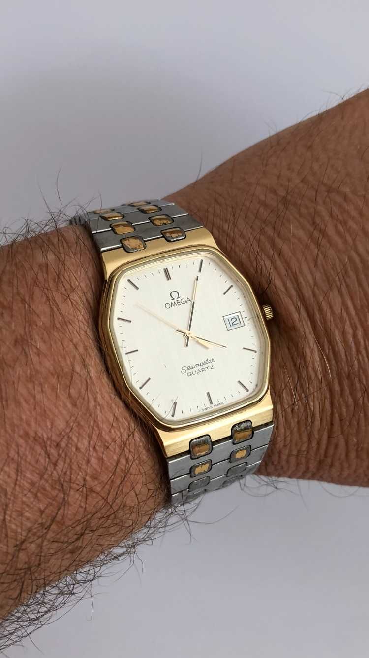 Omega Seamaster Quartz, zegarek męski, oryginalna bransoleta Omega