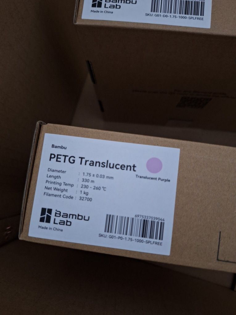 Bambu lab filament PETG Translucent Fioletowy przezroczysty refil