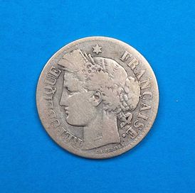 Francja 2 franki bogini Ceres rok 1871, dobry stan, srebro 0,900