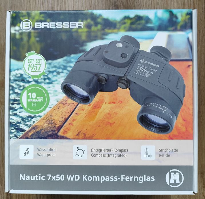 Lornetka Bresser Nautic 7x50 WD wodoodporna, pływająca kompas