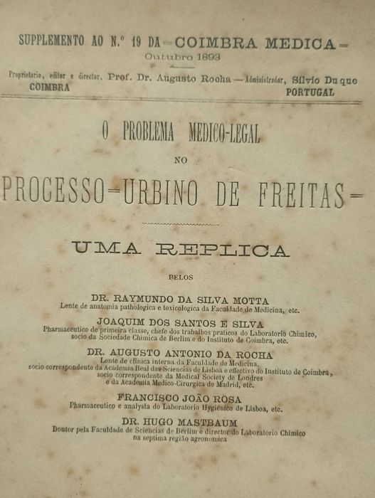 Problema Medico-Legal no Processo - Urbino de Freitas (1893)