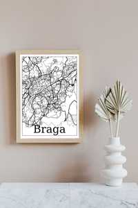Poster/Mapa de cidades de Portugal- Braga- Download digital