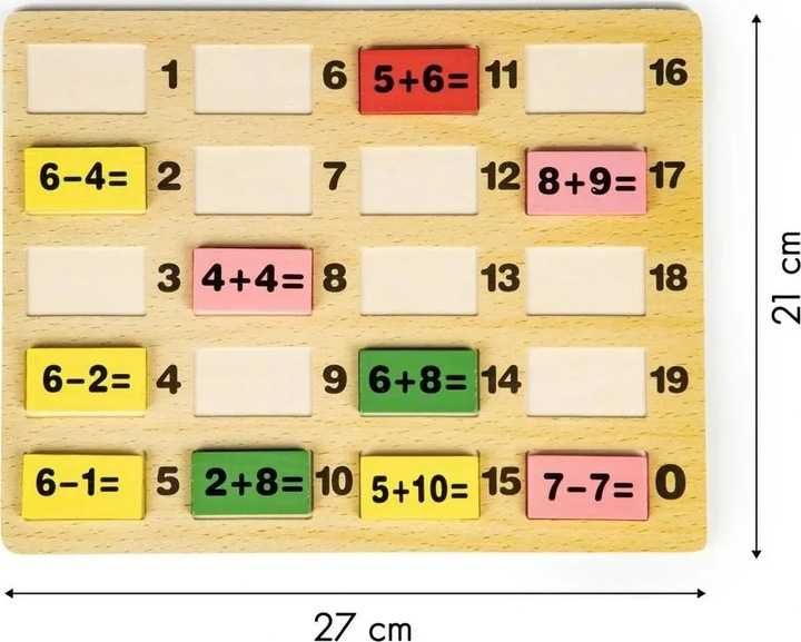 Klocki matematyczne z tablicą domino edukacyjne
