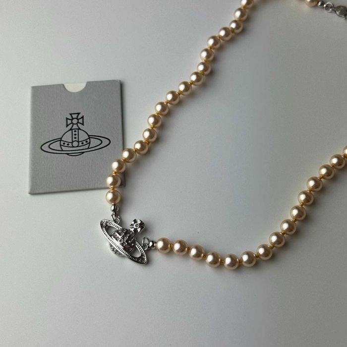 Vivienne Westwood naszyjnik perły | koraliki srebro diamenciki