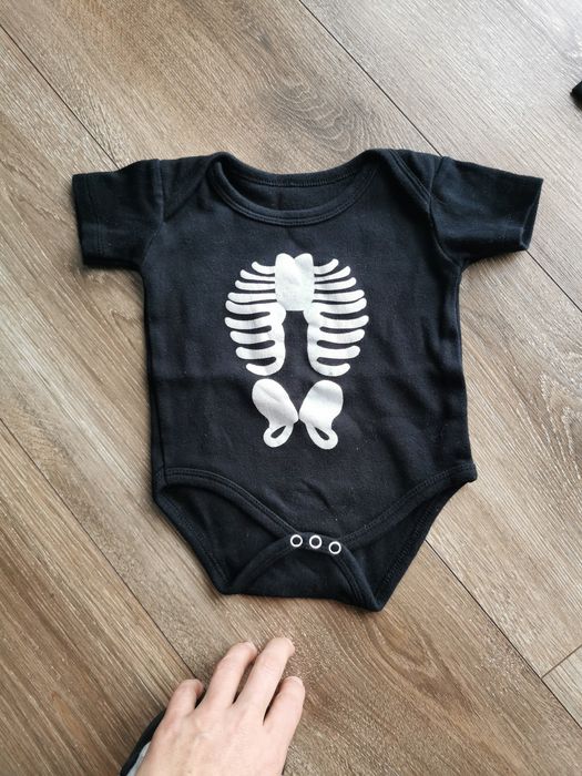 Halloween szkielet kościotrup kości body krótki rękaw 68