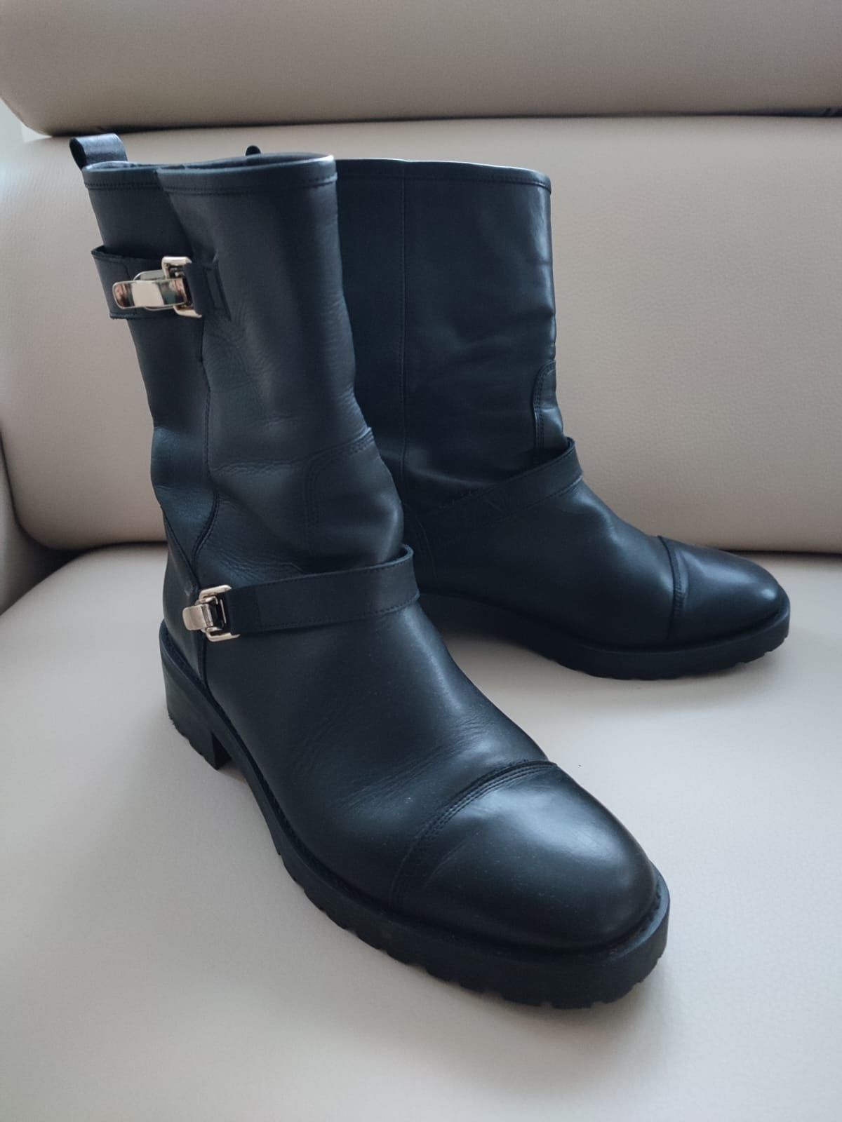 Massimo Dutti botki skóra naturalna r.40