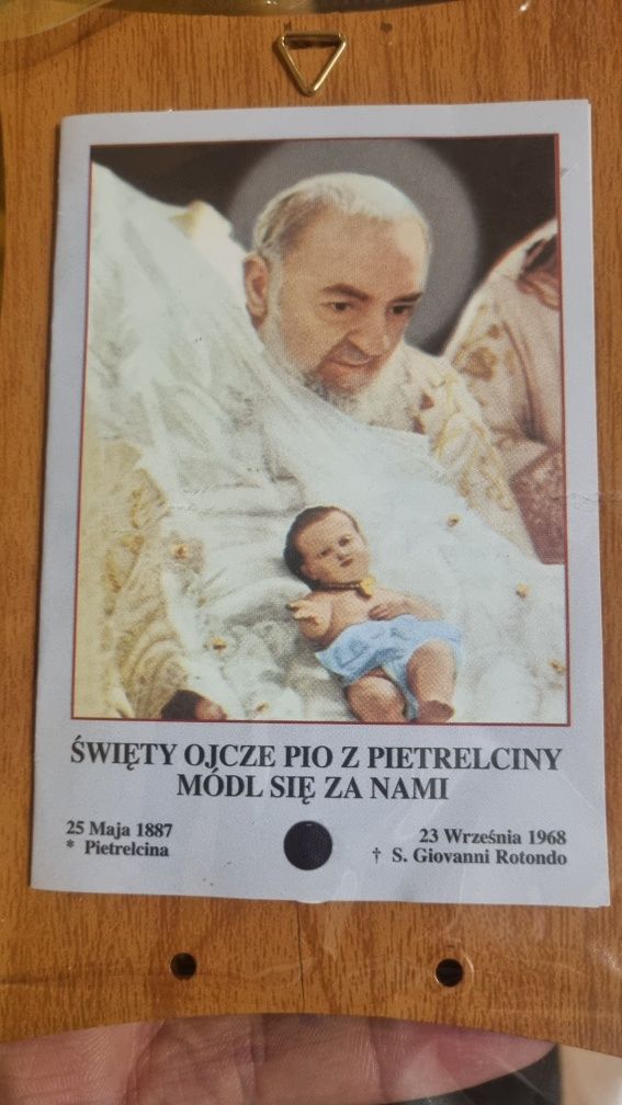 Padre Pio święty obraz 10×15+relikwia obrazek