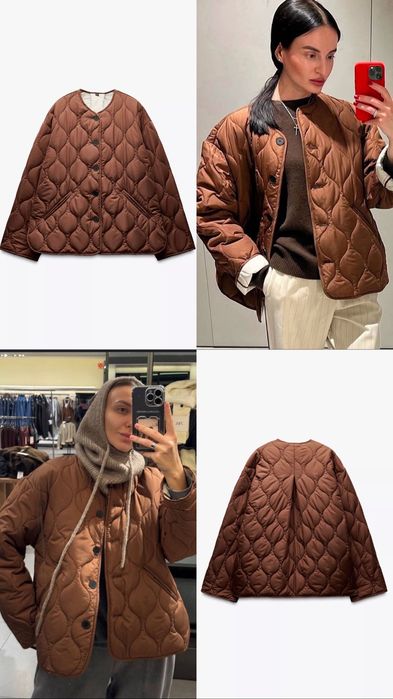 Стьобана куртка Zara бомбер Zara  куртка з коміром Zara
