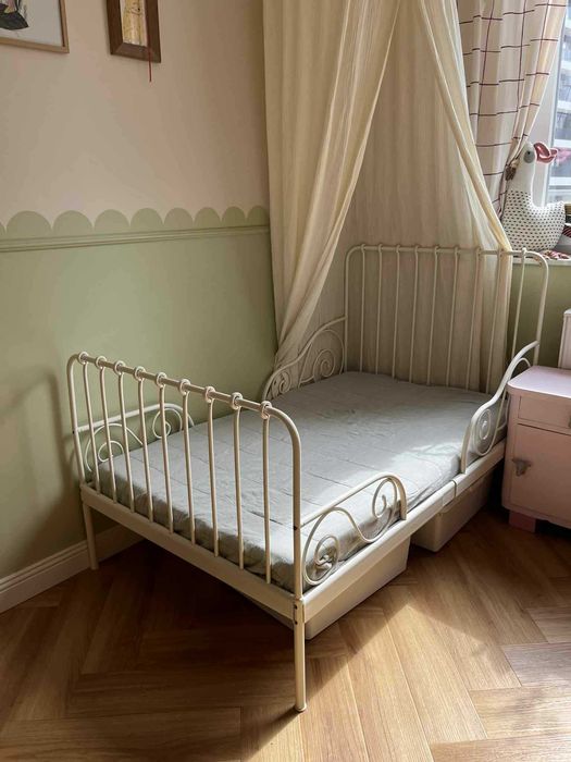 IKEA MINNEN łóżko + Materac o regulowanej długości 80x200 cm 135/165cm