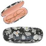 eleganckie etui na okulary ze skóry ekologicznej z kwiatowym wzorem