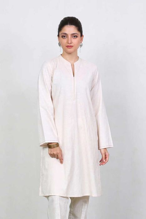 Nowa tunika indyjska złamana biel żakard M 38 beż kurta kameez boho