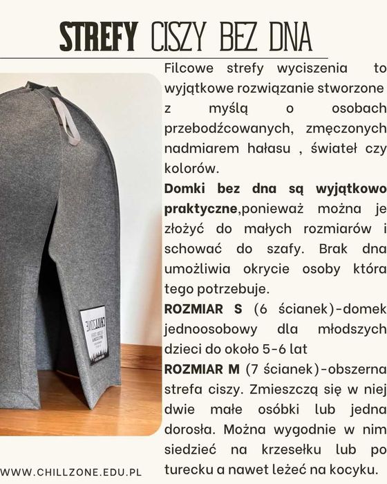 Strefa ciszy ChillZone bez dna -wyciszający domek z filcu dla dzieci S