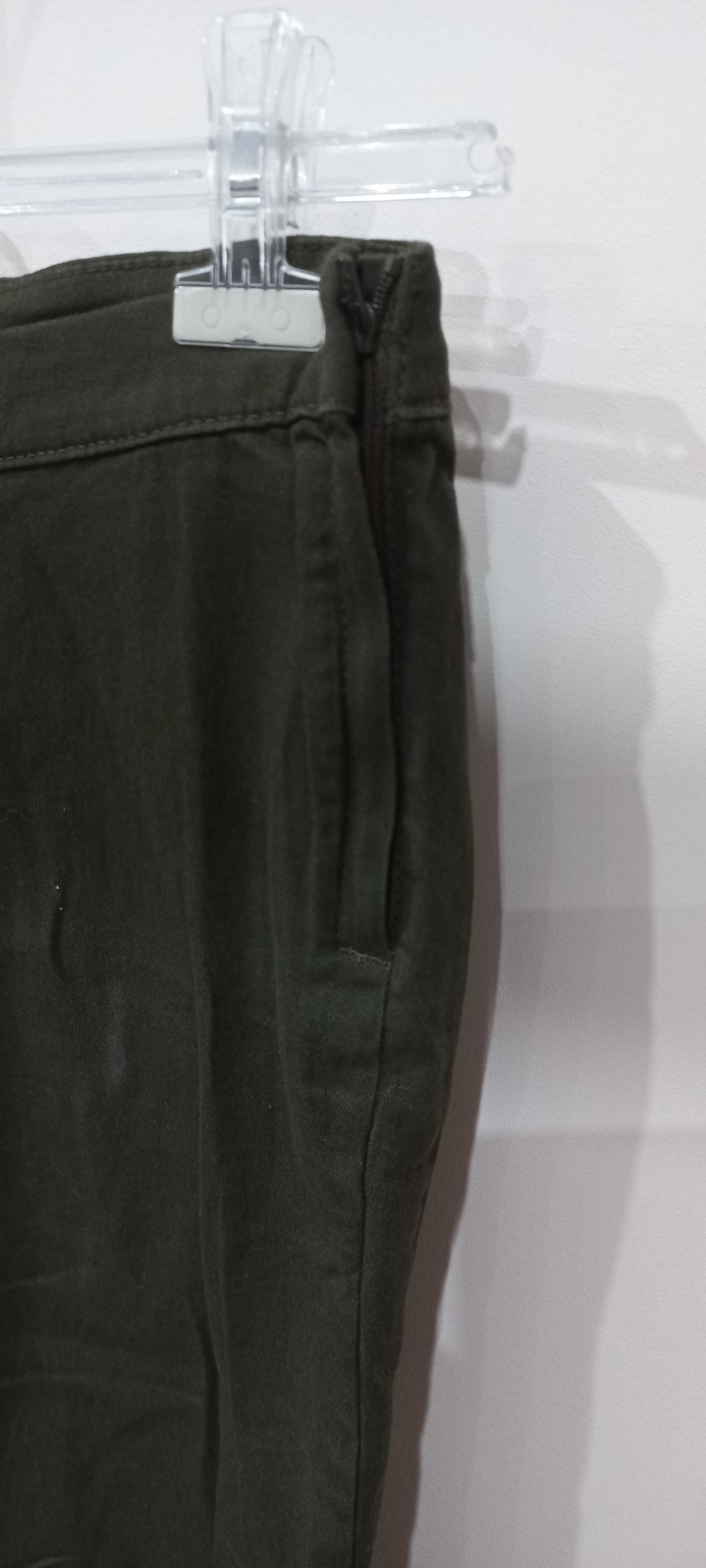 klasyczne spodnie damskie rurki h&m khaki rozmiar 40