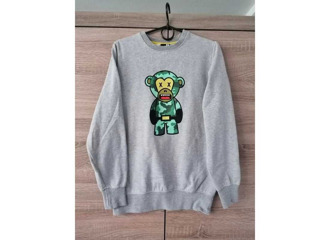 Bluza szara z nadrukiem małpa moro fishbone new Yorker S męska