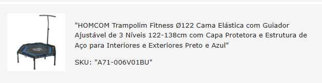 HOMCOM Trampolim Fitness Ø122 Cama Elástica com Guiador Ajustável