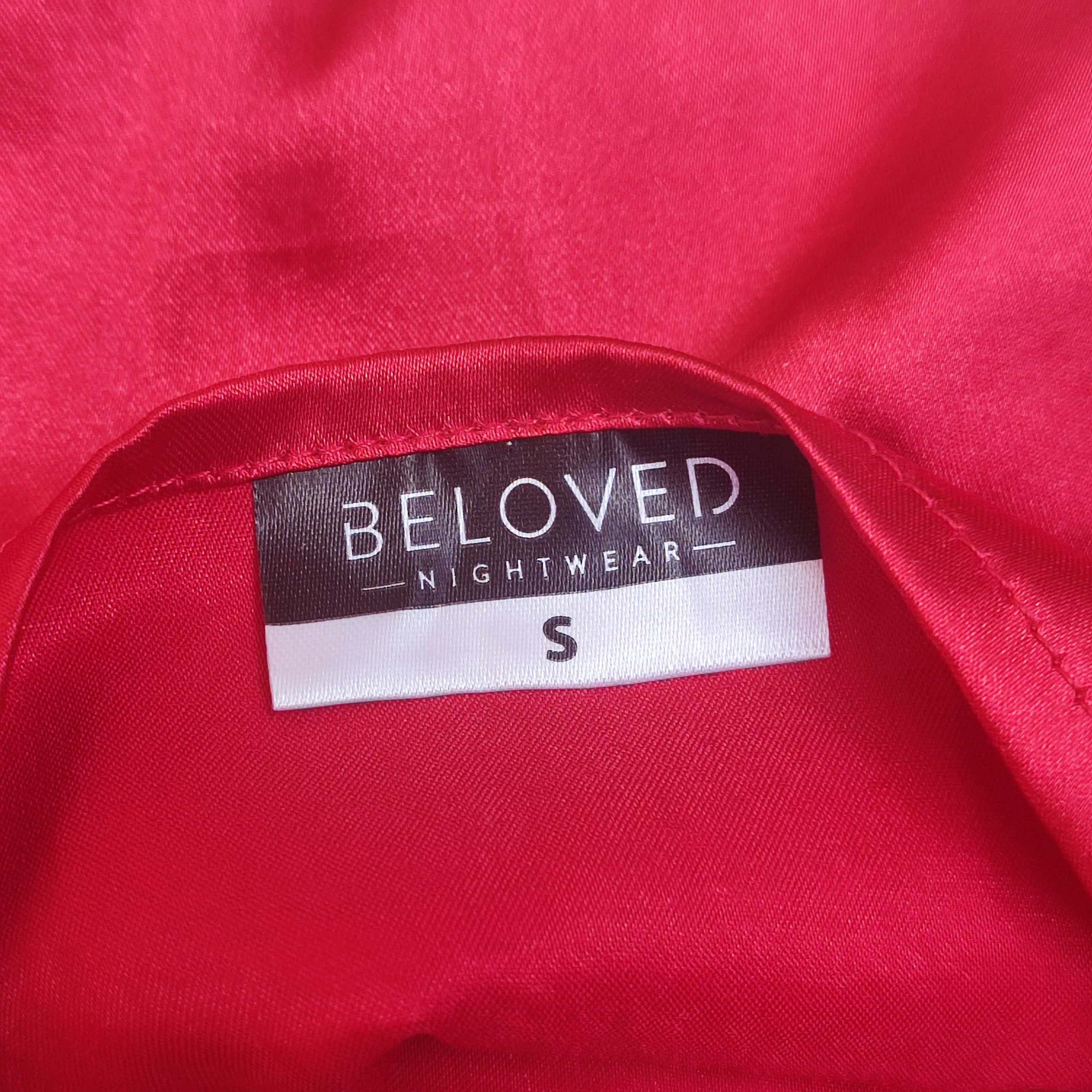 Beloved Satynowa różowa piżama z koronką rozmiar S