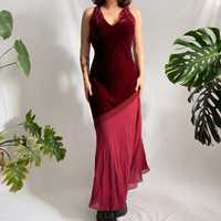 Vestido Vintage em Veludo Bordeaux Laura Ashley