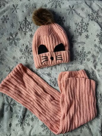 Zimowy komplet dziewczęcy szalik + czapka