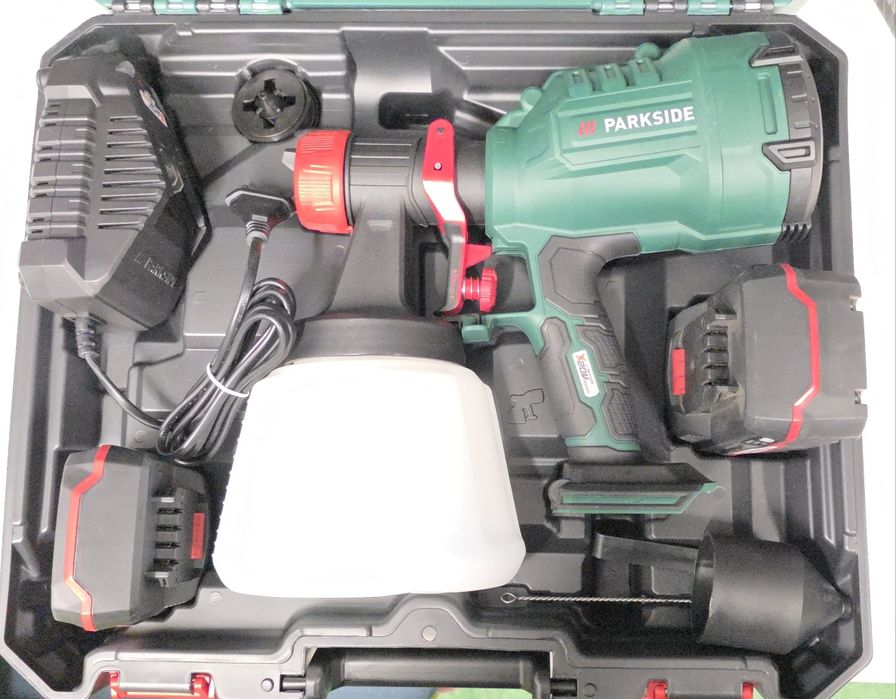 Akumulatorowy pistolet do malowania Parkside PFSA 20-Li B2 NOWY Zestaw