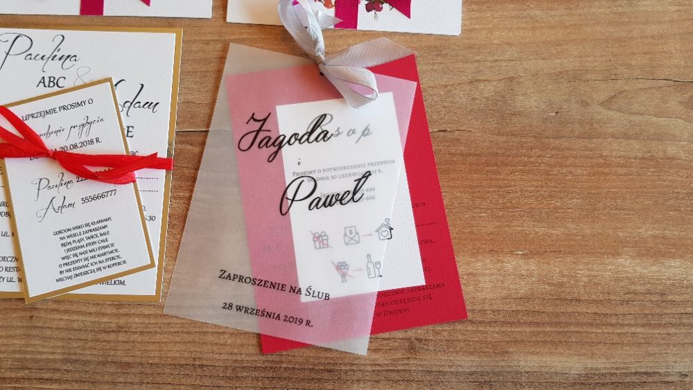 Zaproszenia ślubne z kalką KALKA model 1 RÓŻNE PROJEKTY