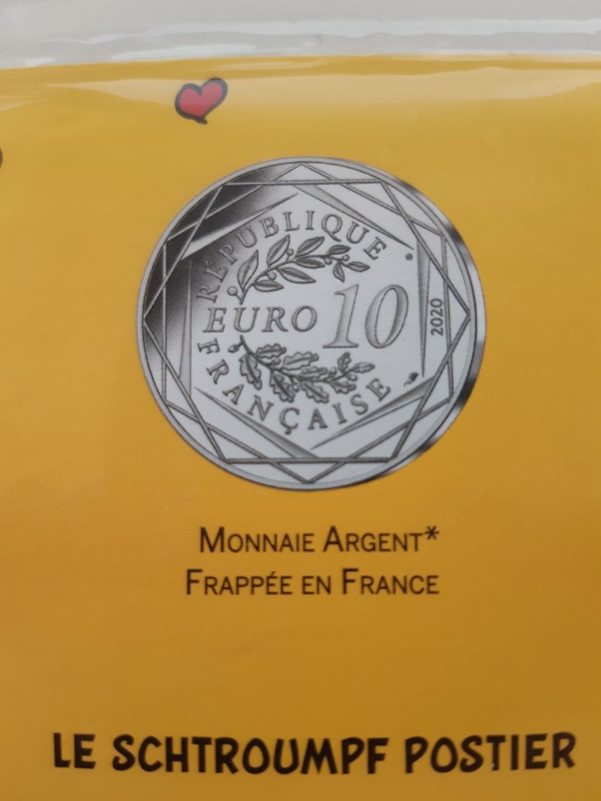 10 евро серебро, смурфик.