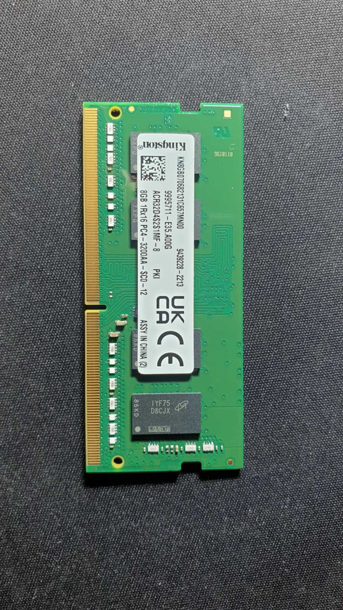Kingston 8GB 1Rx16 PC4-3200AA-SC0-12