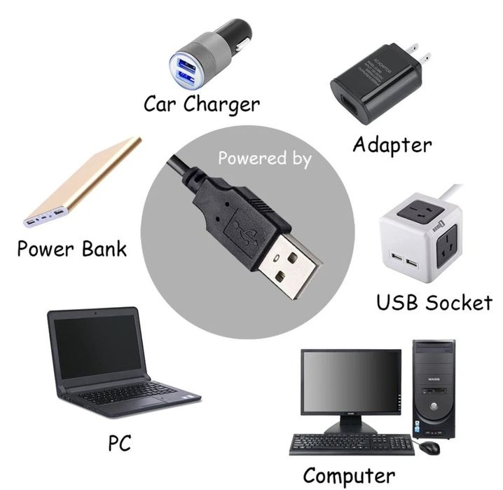 Настільна лампа світлодіодна LED на прищіпці від 220v та Повербанка