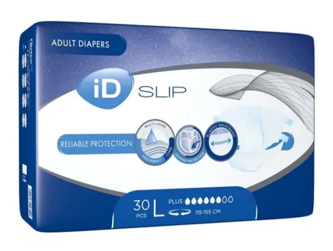 Підгузки для дорослих 7 крапель iD Expert Slip Plus L 115-155 см, 30шт