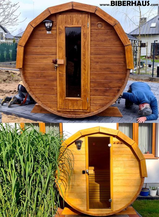 SAUNA Ogrodowa 200 cm MINI DWUpoziomowa +GRATIS Beczka 500L +Akcesoria