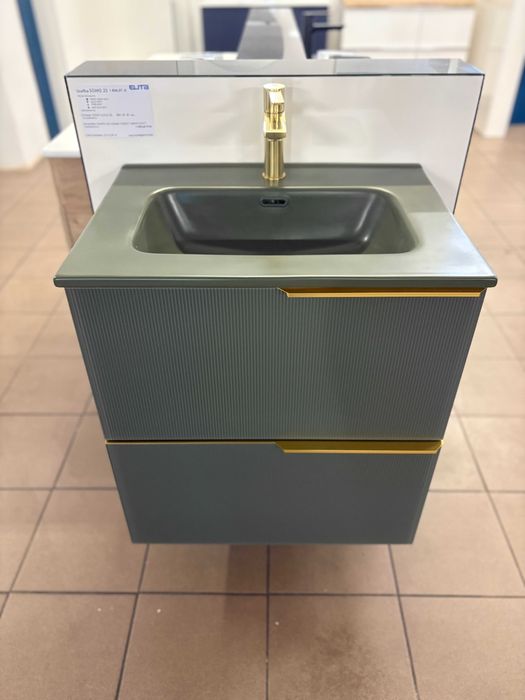 Wyprzedaż ekspozycji SZAFKA PODWIESZANA zielona umywalka 60 cm