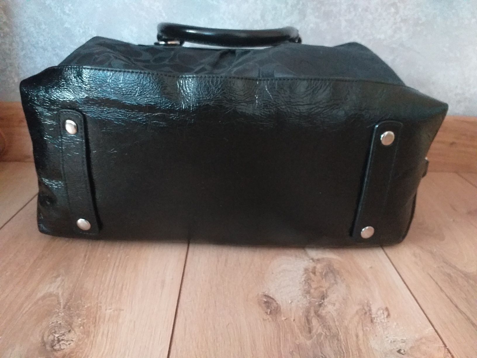 COACH VINTAGE oryginalna skóra płótno logowane torebka shopper kuferek