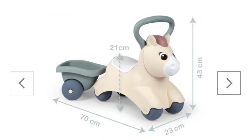 Smoby Little Jeździk Baby Pony Kucyk z przyczepką