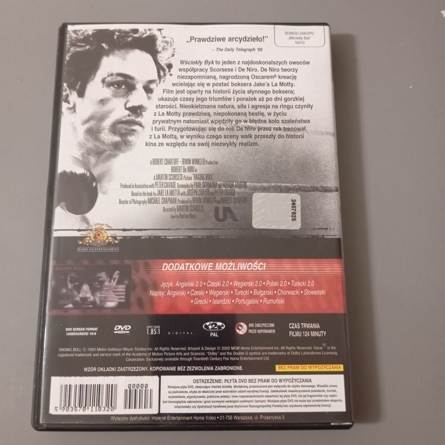 Raging Bull, film DVD, stan bdb