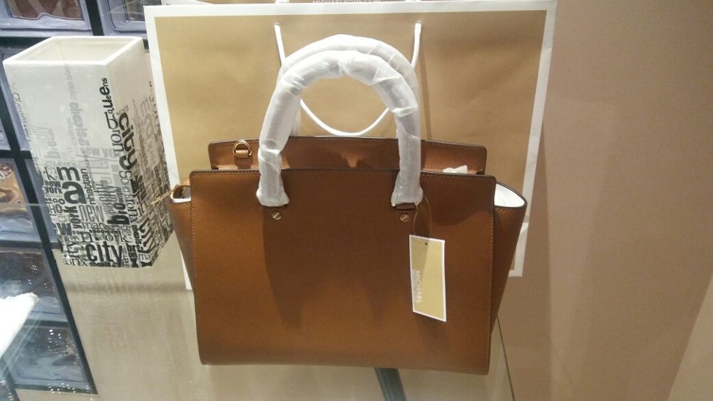 Michael Kors Selma brąz Large 37x27 saffiano skóra oryginał zapakowany