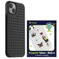 Etui Pinit Dynamic + Tattoo Pin iPhone 14/15 Plus, Wzór 2 - Czarny