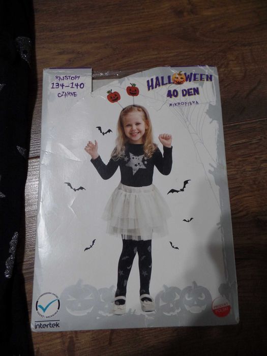 Czarne rajstopy Halloween mikrofibra R. 134/140