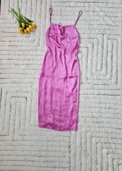 Nowa różowa liliowa sukienka na ramiączkach wesele impreza