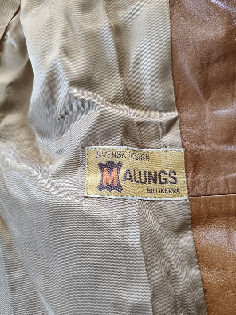 Vintage płaszczyk ze skóry jasny brąz Malungs w w