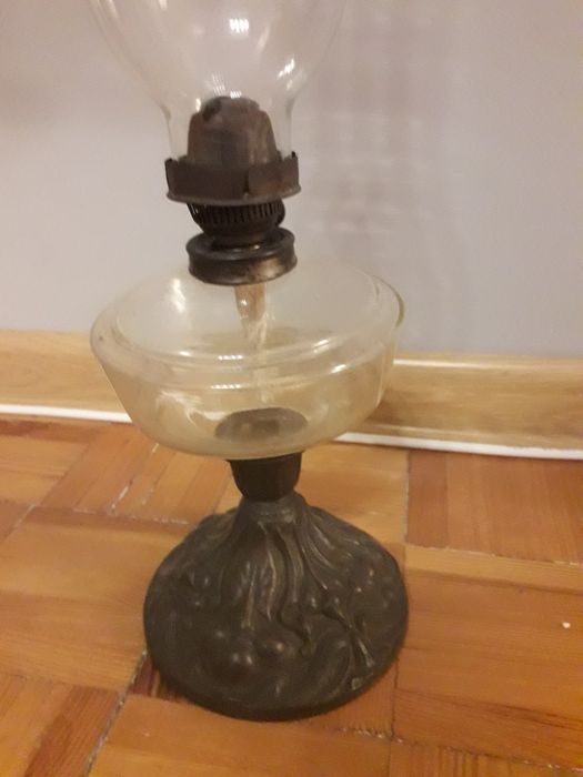 Lampa naftowa DITMAR mosiężna podstawa PRL Unikat